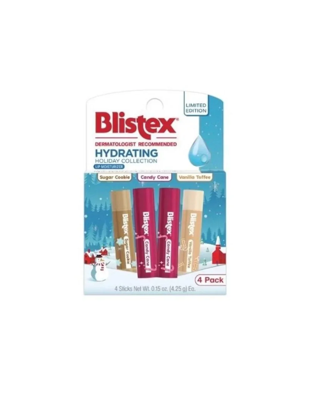 Blistex Hydrating Lip Balm Holiday Flavors Limited Edition 0.15oz/ 4 Pack